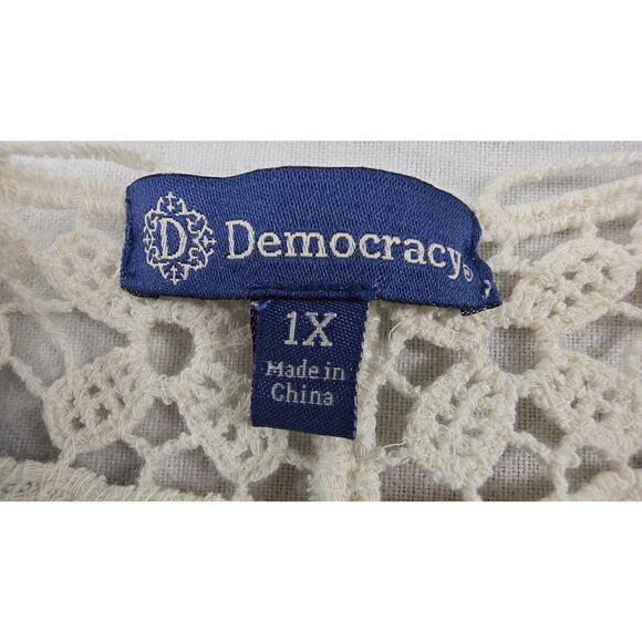 Democracy Womens Cardigan Open Jacket Boho Embroidered Crochet Trim 1X - Picture 9 of 11